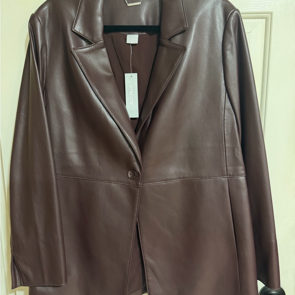Chico's Dark Brown Leather Blazer